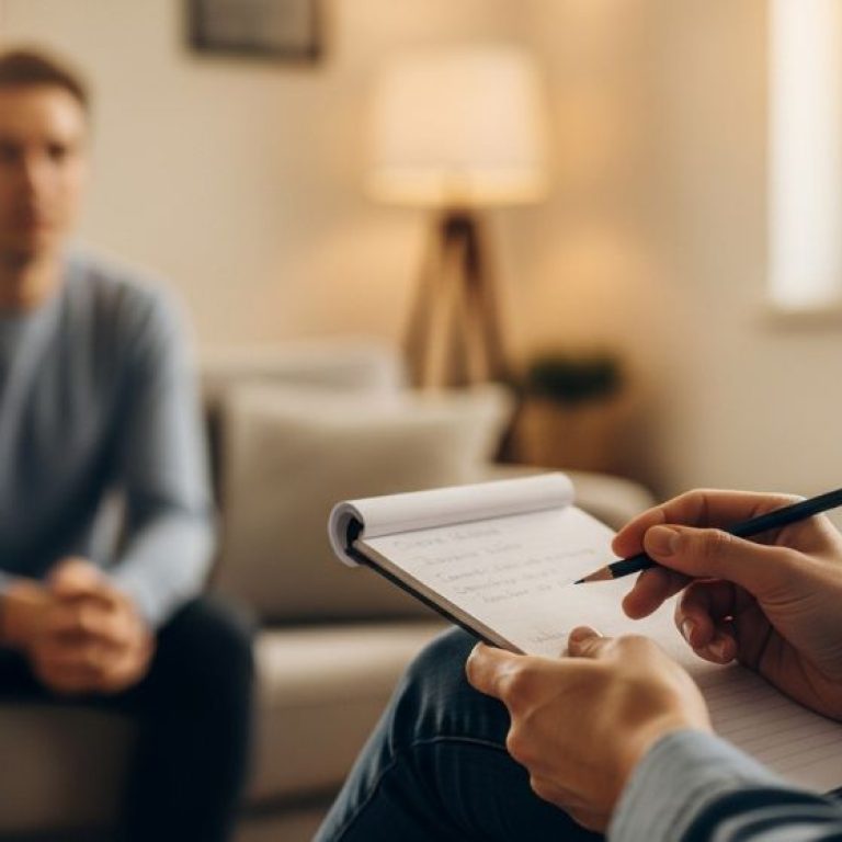 Terapeuta rozmawia z pacjentem